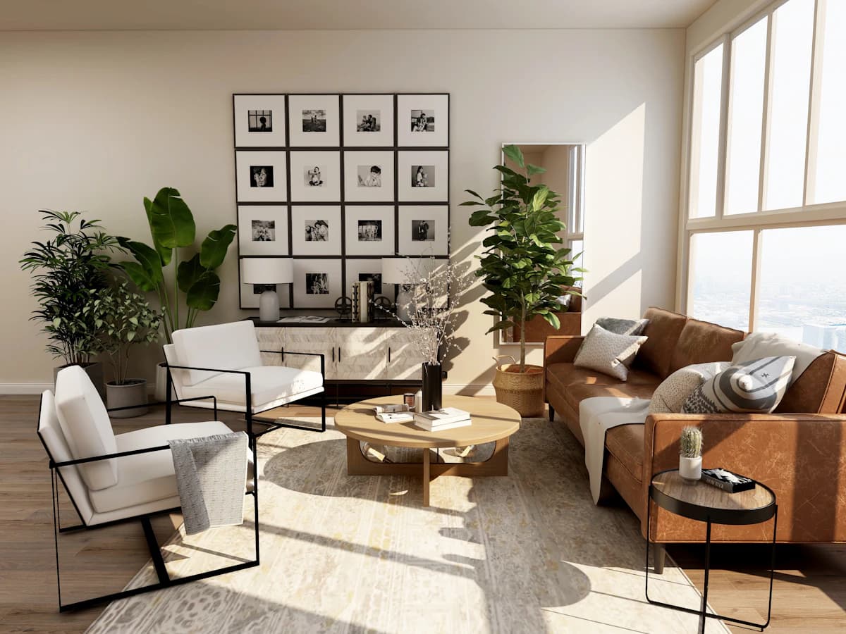 Gestylde woonkamer klaar voor woningfotografie